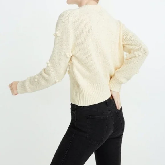 Madewell NWT, dotted bobble pullover beige sweater women's size XS - Picture 2 of 11